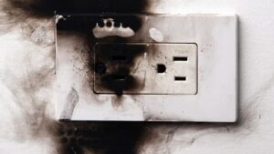 Signs of electrical fire in walls