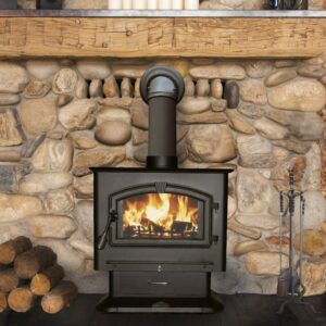 Wood burning stove with blower