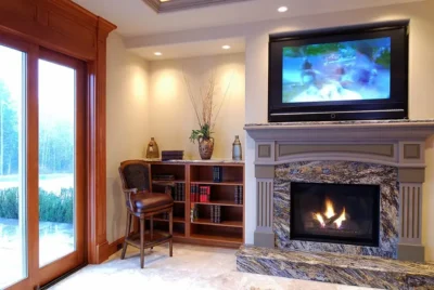 Minimum distance between fireplace and tv